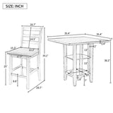 5-Piece Wooden Counter Height Dining Set with Padded Chairs