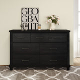 Rustic Farmhouse Style 3 Pieces Bedroom Sets Blackwash Queen Bed with 2 Drawers, Nightstand and Dresser, Coffee