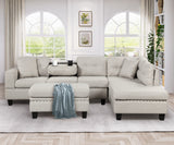 Modern Sectional Sofa with Storage Ottoman