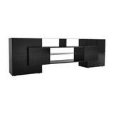 TV Stand with 2 Illuminated Glass Shelves, High Gloss Entertainment Center