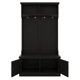 Black Hall Tree with Storage Shoe Bench for Entryway and Hallway