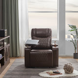 Recliner with USB Charging Port and Hidden Arm Storage 2 Cup Holders Design and 360° Swivel Tray