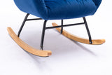 Velvet Fabric Rocking Chair,Blue
