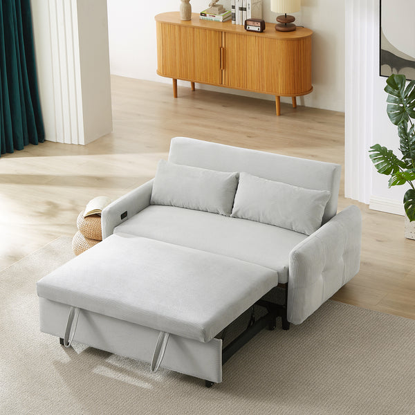 Pull-out Sofa Bed Convertible Couch 2 Seat Loveseat Sofa Modern Sleeper Sofa with USB Ports