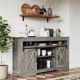 3 Level Adjustable Shelves Barn Door Light Gray Wood Tv Stand
