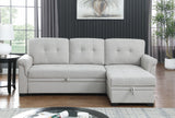 Light Gray Linen Reversible Sleeper Sectional Sofa