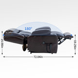 Brown Lift chair Dual Motor Infinite Position with 8-Point Vibration Massage and Lumbar Heating, Stainless steel Cup Holders