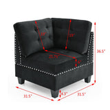 Black Velvet L shape Modular Sectional Sofa