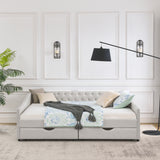 Queen Size Daybed with Drawers Upholstered Tufted Sofa Bed