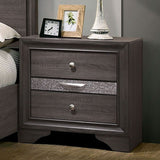 Contemporary Nightstand Gray Finish Silver Accents
