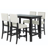 5-Piece Counter Height Dining Set, Classic Elegant Table and 4 Chairs