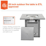 28" 50000 BTU Silver Outdoor Propane Gas Fire Pit