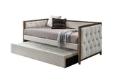 Beige Stylish Daybed with Trundle 1pc Solid Wood Frame