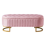 Queen Size Upholstered LED Platform Bed with Storage Ottoman-Velvet