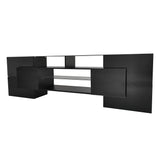 TV Stand with 2 Illuminated Glass Shelves, High Gloss Entertainment Center