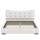 Upholstered Queen Bed with Ergonomic Wingback Headboard