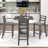 5-Piece Wooden Counter Height Dining Set with Padded Chairs