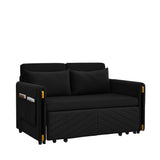 Black Convertible Sofa Bed Loveseat with Pull Out Bed