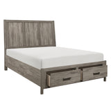 Rustic Style Queen Platform Bed with Footboard Storage Drawers