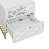 2 drawer nightstand - White Mirrored Nightstandwith Gold Legs