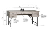 59" Writing Desk  "Washed Gray" - Computer Table with Keyboard Tray