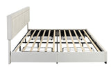 King Upholstered Platform Bed with LED Lights, Storage Bed with 4 Drawers