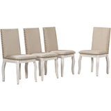 5-Piece Farmhouse Dining Table Set Wood Round Extendable Dining Table