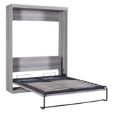 Full Size Grey Murphy Bed folds into cabinet