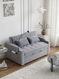 Pull Out 3 in 1 Convertible Sleeper Sofa Couch Velvet Tufted Loveseat w USB, Adjustable Backrest, Multi-Pockets