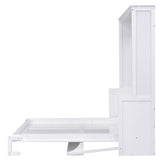 Queen Size White Murphy Bed with Shelf