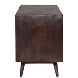 64 Inch TV Cabinet with 4 Drawers and Wooden Frame, Walnut Brown