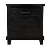 Rustic Farmhouse Style 3 Pieces Bedroom Sets Blackwash Queen Bed with 2 Drawers, Nightstand and Dresser, Coffee