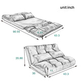 Black Sofa Adjustable Folding Futon Style - Video Gaming Sofa with Two Pillows