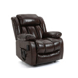 Anitque Brown Leather lift chair Dual Motor  with 8-Point Vibration Massage and Lumbar Heating