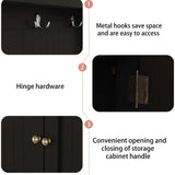 Black Hall Tree with Storage Shoe Bench for Entryway and Hallway