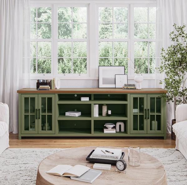 TV Stand Console for TVs up to 100 inches, No Assembly Requried