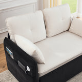 Modern Convertible Sofa Bed w/2 Removable Armrests w/USB Power Port