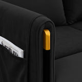 Black Convertible Sofa Bed Loveseat with Pull Out Bed