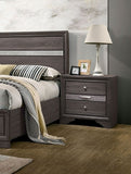 Contemporary Nightstand Gray Finish Silver Accents