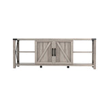 68" TV Stand Wood Metal TV Console Industrial Entertainment Center Farmhouse with Storage Cabinets and Shelves, Grey Walnut