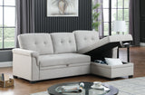 Light Gray Linen Reversible Sleeper Sectional Sofa
