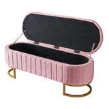 Queen Size Upholstered LED Platform Bed with Storage Ottoman-Velvet