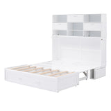 Queen Size Murphy Bed with Bookcase, Bedside Shelves