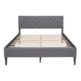 Queen Upholstered Linen Platform Bed - Gray