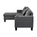 Sofa Set for Living Room with L Shape Chaise Lounge with cup holder