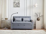 Pull Out 3 in 1 Convertible Sleeper Sofa Couch Velvet Tufted Loveseat w USB, Adjustable Backrest, Multi-Pockets
