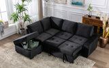 Black Sleeper Sectional Sofa