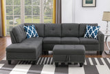 Gray Left Hand Facing Sofa & Chaise with Ottoman