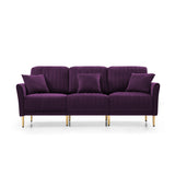 Modern Large Velvet Fabric L-Shape Chaise Lounge Couch Sectional Sofa Eggplant
