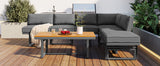 3-Piece Multi-Functional Outdoor Sectional Sofa Set with Height-adjustable Seating and Coffee Table for Patio, Garden and Backyard (Grey)